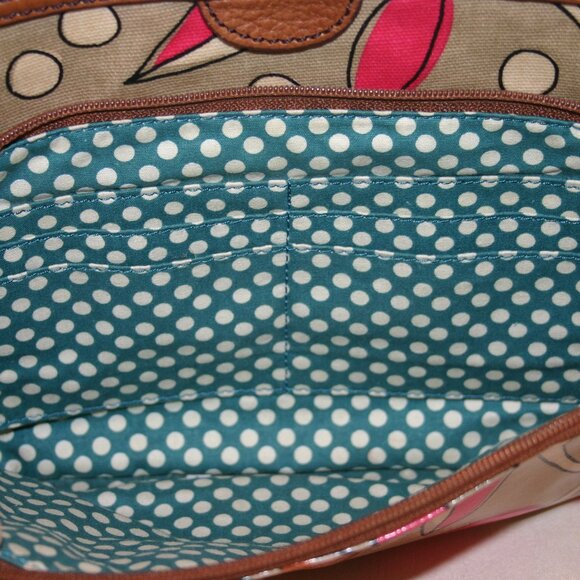 Fossil Key-per Tan Floral Waxed Canvas Cross-body Purse B-149 - Picture 5 of 7